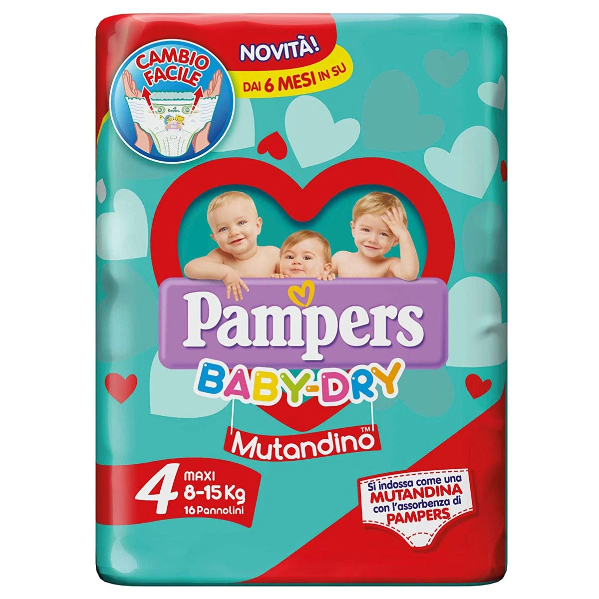 Pampers® Pannolini Mutandina Baby Dry 4 Maxi (8-15 Kg) Confezione Da 16 Pezzi 3 Pampers® Pannolini Mutandina Baby Dry 4 Maxi (8-15 Kg) Confezione Da 16 Pezzi