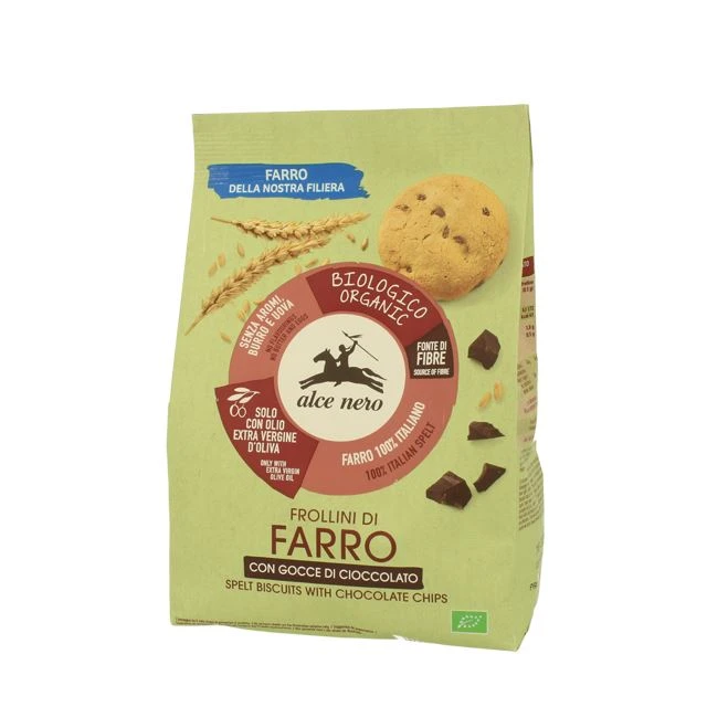 Frollini Di Farro Con Gocce Di Cioccolato Biologici 300 G 3 Frollini Di Farro Con Gocce Di Cioccolato Biologici 300 G