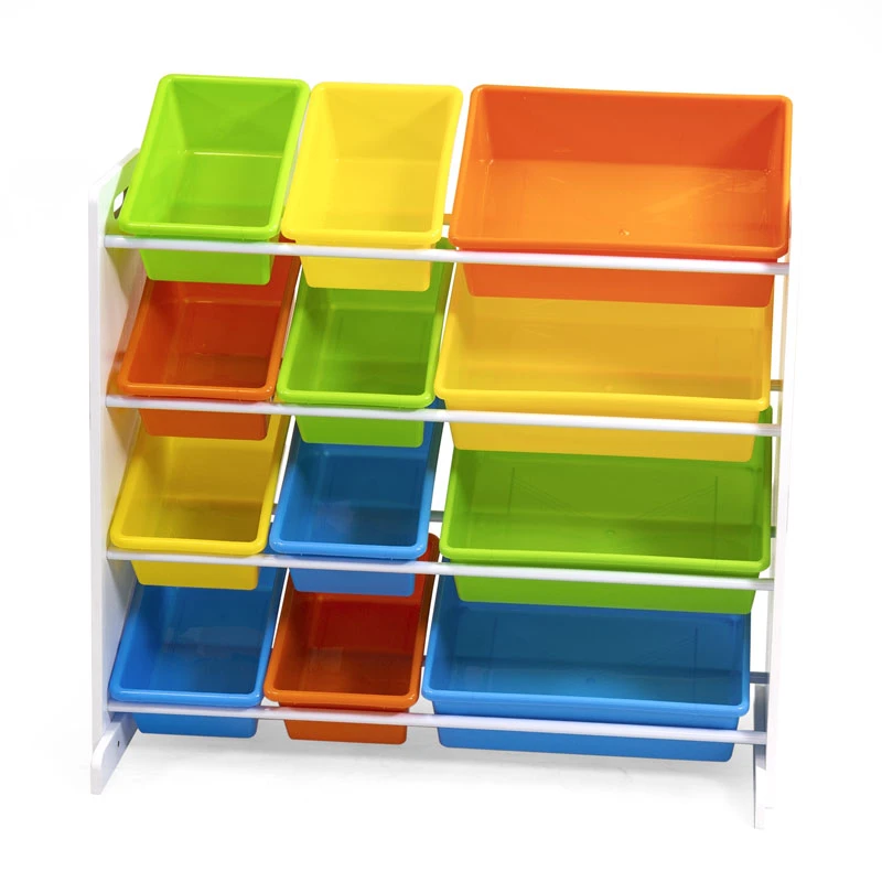 Scaffale In Legno 4 Piani Con 12 Cestoni Porta Giocattoli 4 Scaffale In Legno 4 Piani Con 12 Cestoni Porta Giocattoli - immagine 2