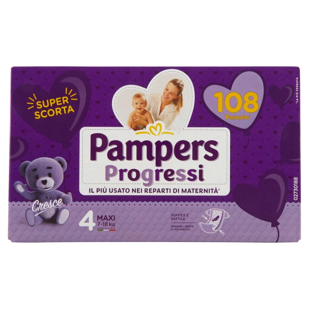 Pampers® Pannolini Progressi Maxi 4 Pentapack 108 Pezzi 3 Pampers® Pannolini Progressi Maxi 4 Pentapack 108 Pezzi