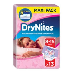 HUGGIES Mutandine DryNites Maxi Pack Confezione Da 13 Pezzi Girl (8-15 Anni) 27-57 Kg