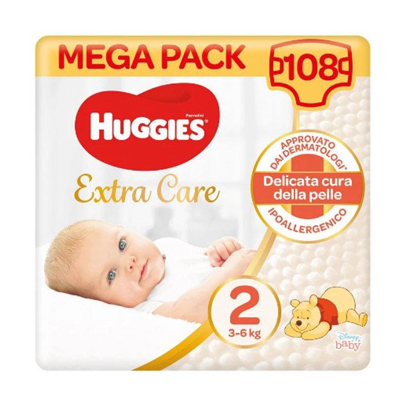 HUGGIES Pannolini Extra Care 2 Mega Pack - 108 Pezzi 3 HUGGIES Pannolini Extra Care 2 Mega Pack - 108 Pezzi