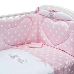 Picci Set 3pz Piumetto Imbottito, Paracolpi E Federa Con Cuori Per Letto Amelie