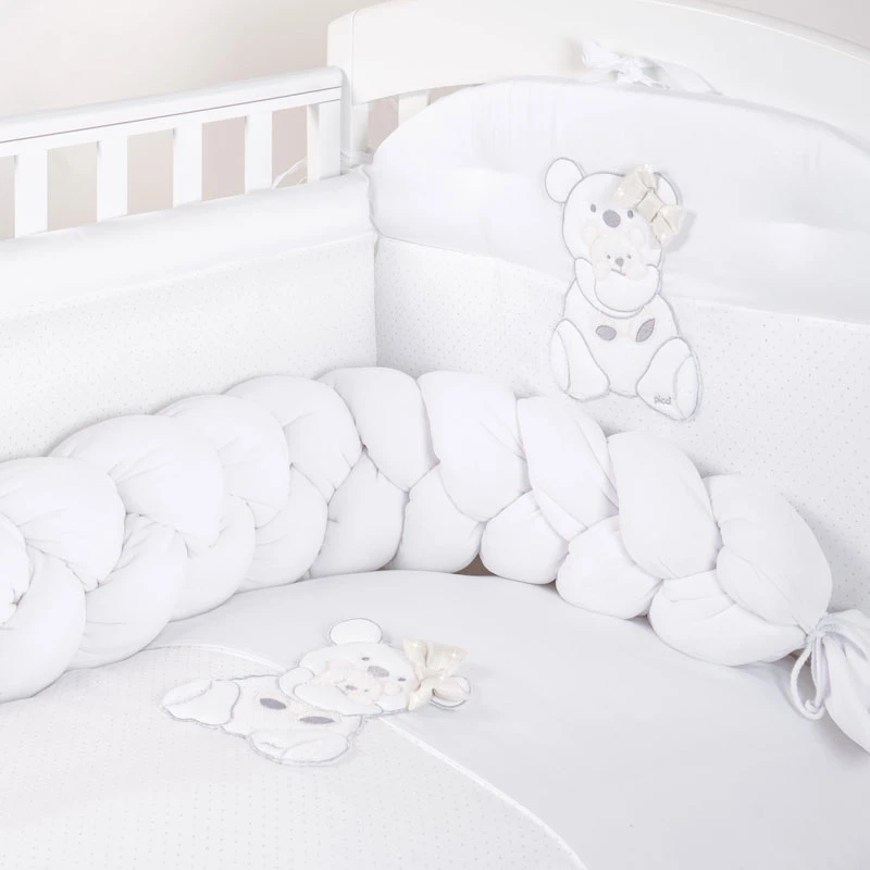 Picci Riduttore Treccia Bombolino Per Letto Neonato 25x125cm - Bianco 4 Picci Riduttore Treccia Bombolino Per Letto Neonato 25x125cm - Bianco - immagine 2