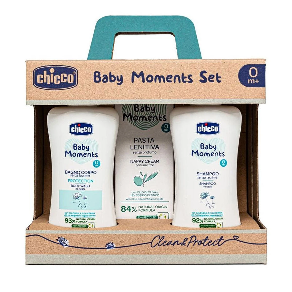 Chicco Baby Moments Set Clean&Protect, Cofanetto Regalo Con Bagnoschiuma, Shampoo E Pasta Lenitiva 3 Chicco Baby Moments Set Clean&Protect, Cofanetto Regalo Con Bagnoschiuma, Shampoo E Pasta Lenitiva