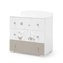 Erbesi Comò Mirtillo Con Cassettiera - Bianco E Tortora