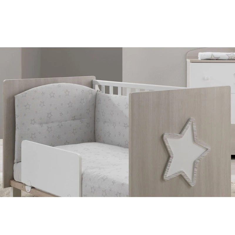 Erbesi Set Piumone Letto Con Paracolpi, Federa E Cuscini A Stella - Bianco E Tortora 4 Erbesi Set Piumone Letto Con Paracolpi, Federa E Cuscini A Stella - Bianco E Tortora - immagine 2