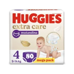 Huggies Pannolini Mutandina Extra Care 4 Mega Pack - 80 Pezzi