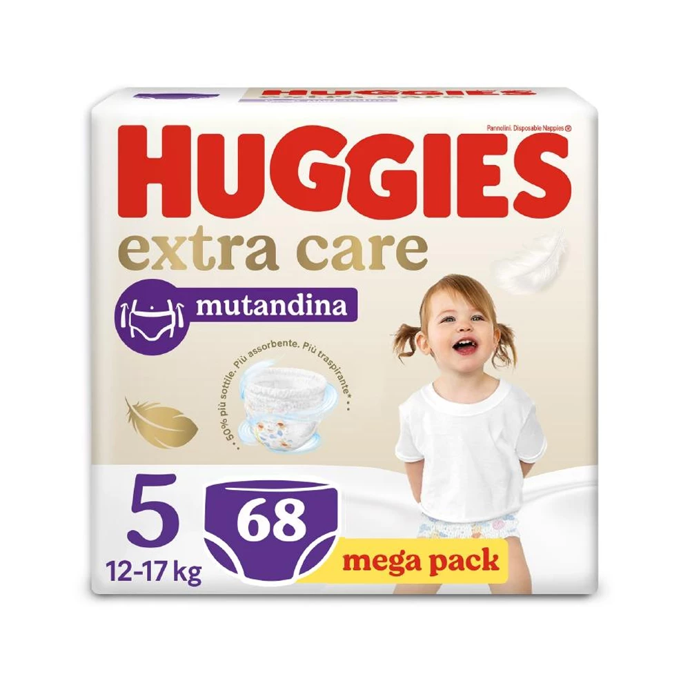 Huggies Pannolini Mutandina Extra Care 5 Mega Pack - 68 Pezzi 3 Huggies Pannolini Mutandina Extra Care 5 Mega Pack - 68 Pezzi